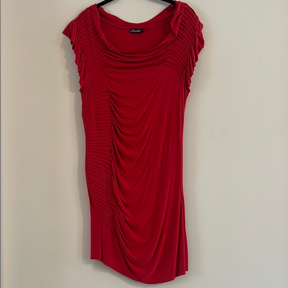 Arielle Chic Red Draped Mini Dress Size L